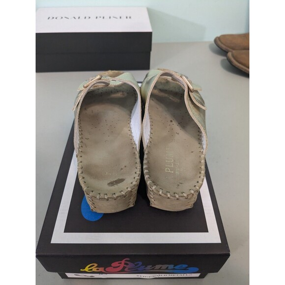 La Plume Jen Champagne Slip On 38 7.5-8 Leather Upper Leather Insole Gold Shoes - Picture 3 of 5